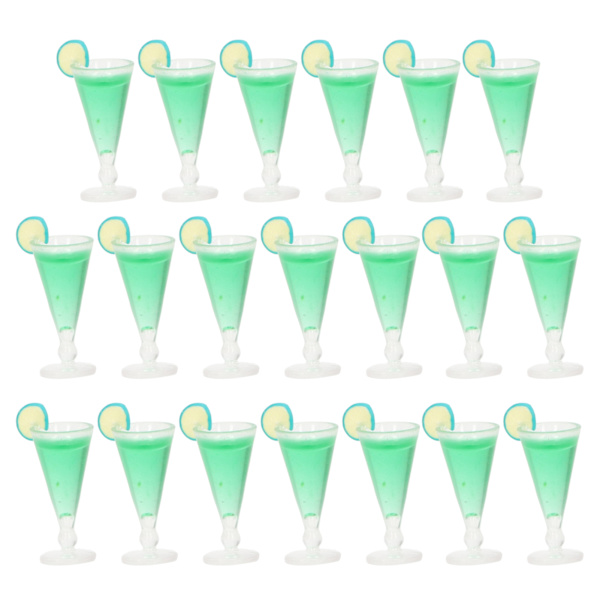 20 kpl nukkekodin cocktail-laseja simulointi elämän kohtaus 1/12 mittakaava mini cocktail-lasit lelu nukkekoti sisustus vihreä