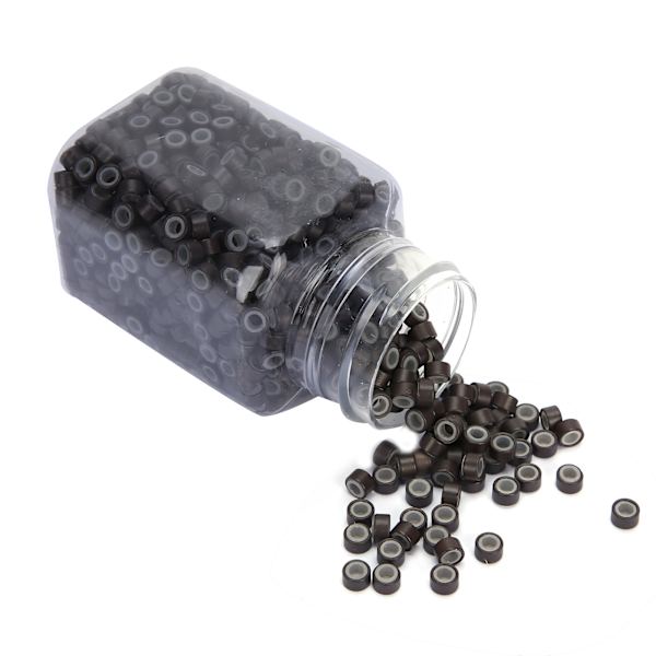 Hårforlengelsesringløkker Silikonforede mikroperler Lenker Aluminium Hårforlengelsesverktøy3# Mørkebrun