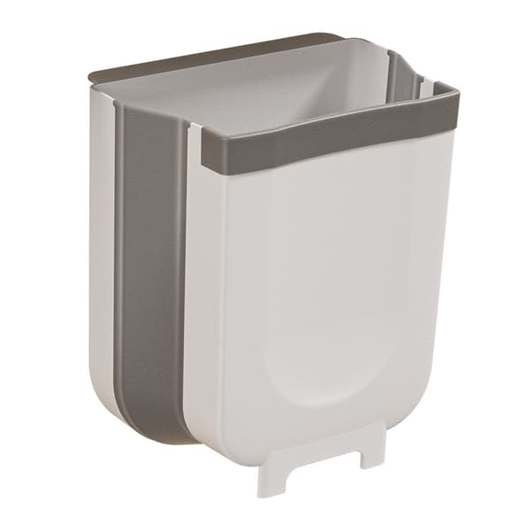 White Foldable Waste Bin | Compact Travel Trash Can with Space-Saving Expandable Design | Indoor and Outdoor Waste Basket, 7.5 Liters