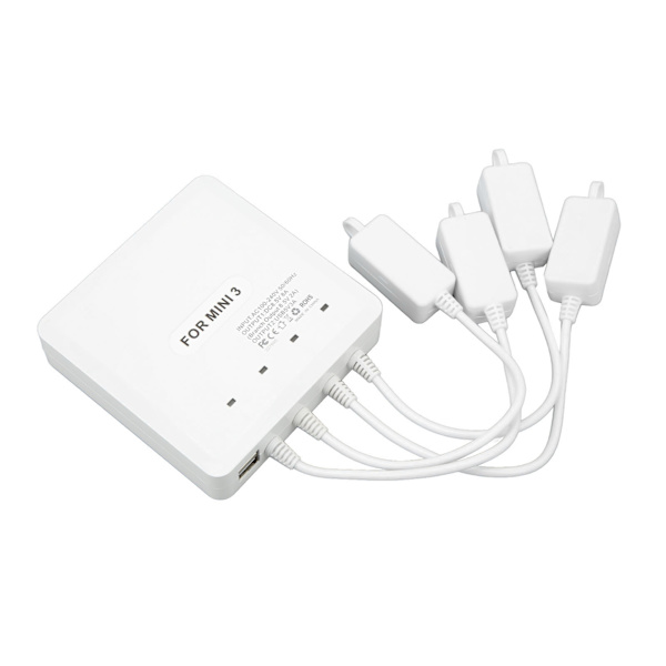 Laddare för drönarbatteri 4-vägs UAV-laddningshubbtillbehör med USB-port för DJI Mini 3 Pro EU-kontakt 100‑240V