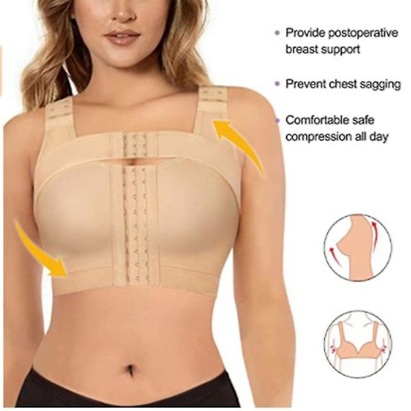 Justerbar sport-bh för kvinnor med främre stängning och bröststöd - Postoperativ shapewear S