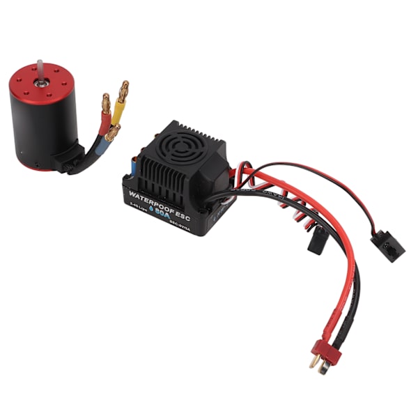 Vedenpitävä harjaton moottori 80A 3650 2300kv vedenpitävä harjaton ESC 4 mm banaaniliittimellä 1/8 1/10 RC-autoon