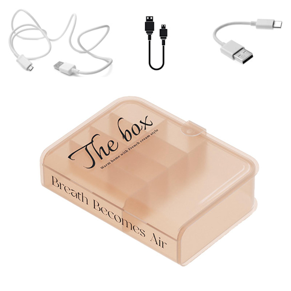 Skrivebordsarrangørboks Datakabel Oppbevaringsboks Plastbokdesign Hjemmedekorasjon for Line Earbud Gjennomsiktig Rosa