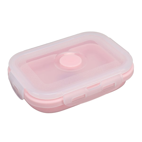 Hopfällbar silikonmatbehållare, hög temperaturbeständig, mikrovågsugnssäker lunchlåda, miljövänlig Bento-låda 350 ml rosa