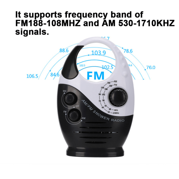 Bärbar vattentät Dual Band AM/FM-radio med högtalare