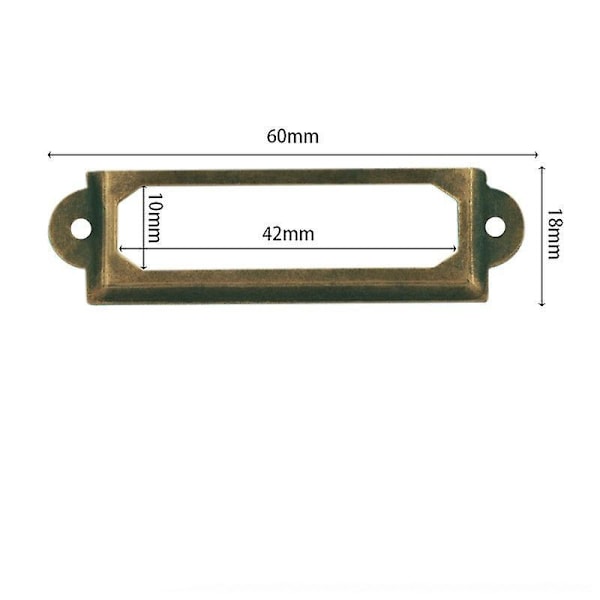 50 stk., Metal Møbel Label Holdere, S-60 x 17mm, Bronze