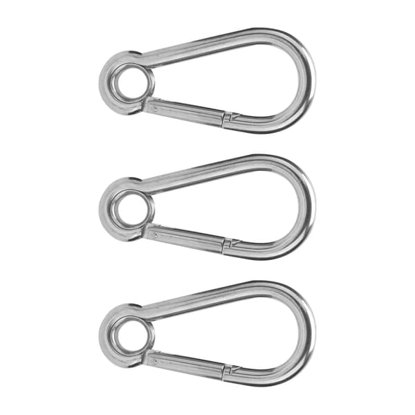 3 stk. Snap Hook Rustfritt Stål Fjær Karabinkroker med Ring Sikkerhetstau Tilbehør M10 (10mm)