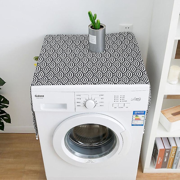 Støvbeskyttelse til køleskab og vaskemaskine, multifunktionel støvtæt nordisk stil geometrisk mønster (Navy Blue-70×170)