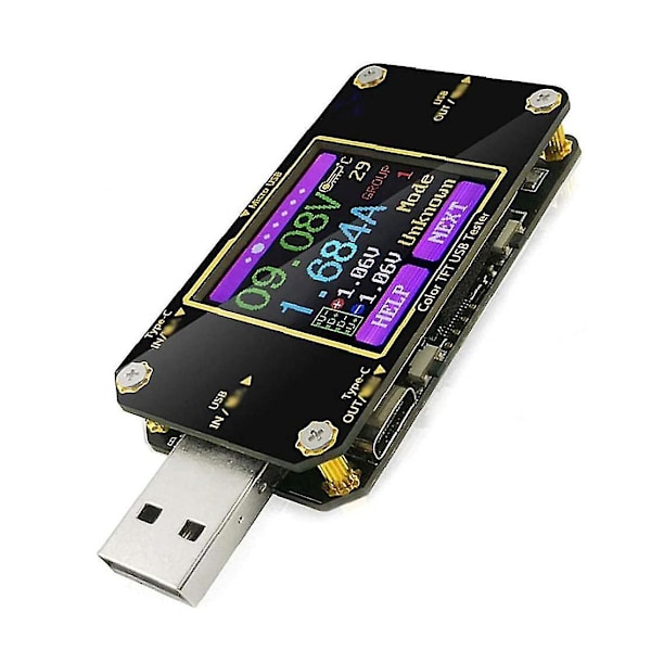 USB Strømmåler Spænding Strøm Tester Multimeter 1,44 tommer HD Type-C Digital Display PD Amperemeter Detektor, Digital Aflæsningskontrol