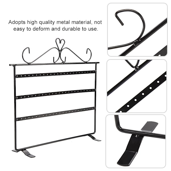 72 Huller Øreringe Halskæde Armbånd Ringe Smykker Display Stande Bøjle Holder Rack Sort
