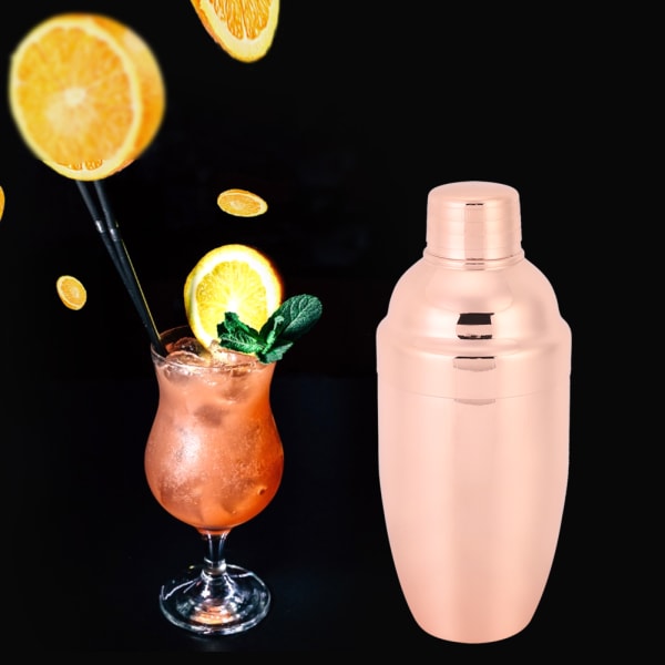 Elegant manuell risting i rustfritt stål Cocktail Shaker Bar Verktøytilbehør Rose Gold