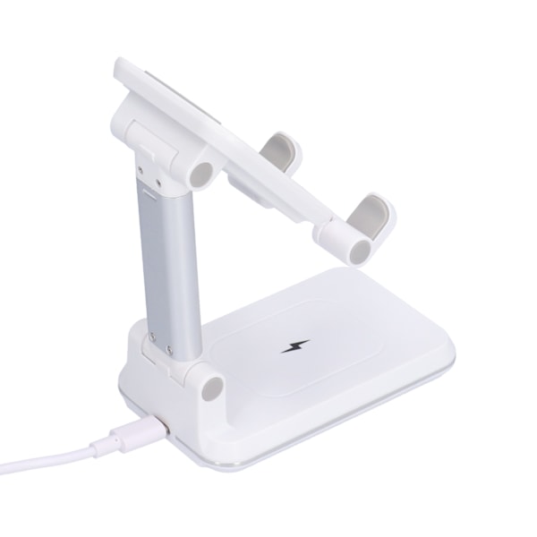 T6 Foldable Trådløs Lader Mobiltelefon Stativ for Mobiltelefon Headset og Tablet Hvit