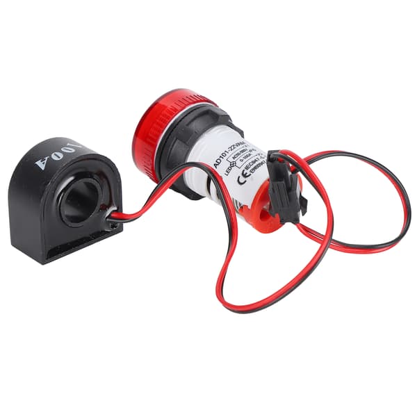 Strømsignalindikator Universal 2-Display Rund Lampe Lys 60~500V AC AD101‑22VAM Rød
