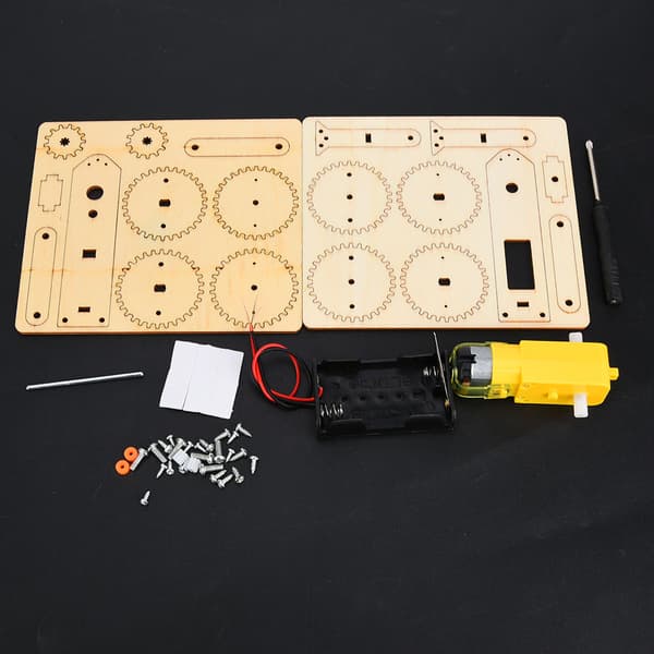 Elektrisk Gear Shuttle Kit Gør-det-selv Studerende Pædagogisk Model Kit Harmløs Gear Bil
