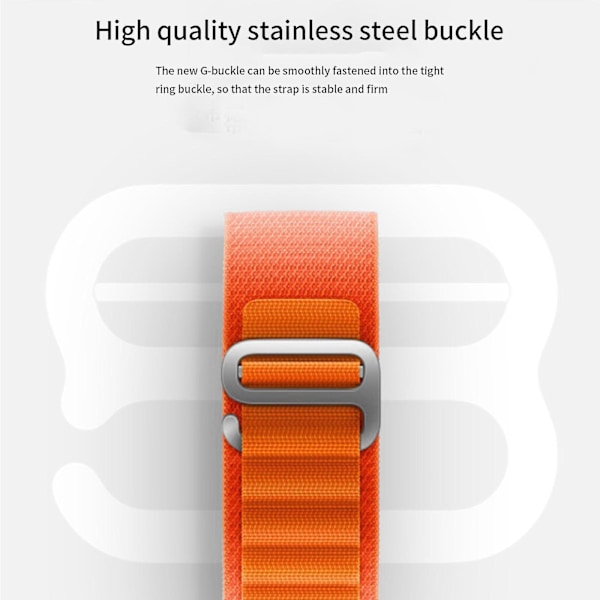 Justerbar nylonflätad ögleklockarmband - Kompatibel med 38/40/41mm och 42/44/45/49mm klockor L Orange