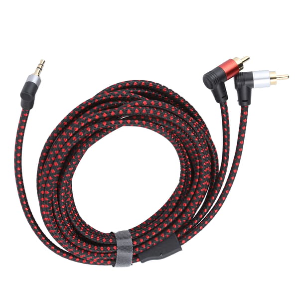 90° 3.5mm hanstik til 2RCA han lydkabel ABS stereomikrofonkabel til DVD-højttaler 5m