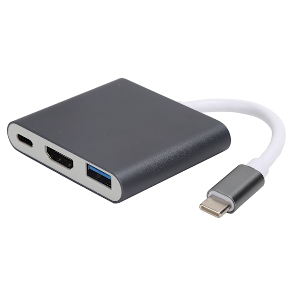 USB C-adapter 3.1 3 i 1 Hub-konverter Dock High Definition Multimedia Interface 4K Sort Grå