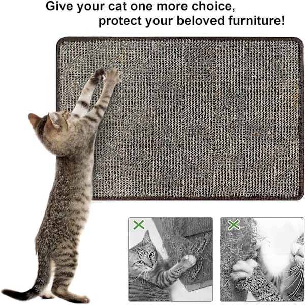Sisal Katt Repmatta - Hållbar, halkfri, kompatibel med golvvärme - Klovård - Vägg- och golvanvändning - Slumpmässig färg - 40 X 60 Cm