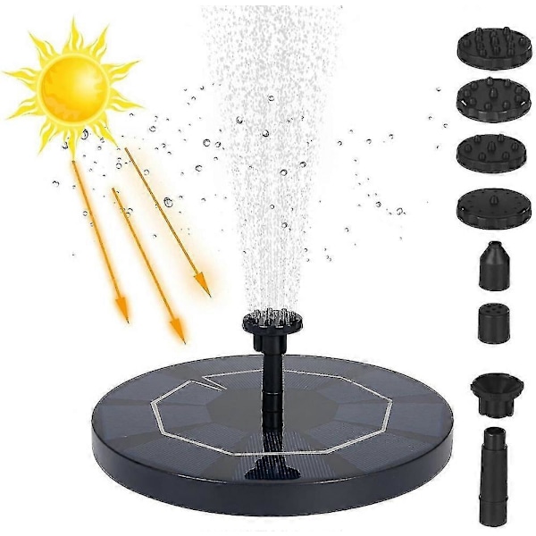 Kelluva aurinkosuihkulähde ulkokäyttöön 3,5 W, aurinkolammikkopumppu 1500 mAh akulla ja 6 suuttimella, lampiin puutarhaan akvaarioon lammikkoon lintukylpyyn