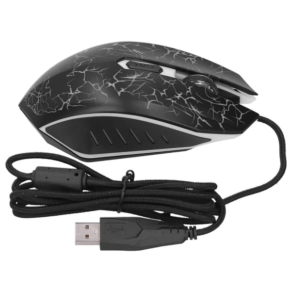 Mus med ledning, farverig glødende gaming USB Ultra præcision internet computertilbehør (sort)
