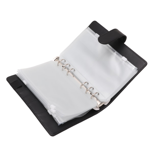 A6 Budget Binder A6 Binder Lomme med lynlås Notesbog PU Læder Budget Notesbog Kontant Kuvert Budget Håndbog Sort
