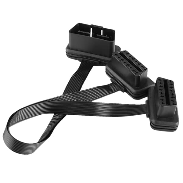 Bil OBD2 16-stifts 2-i-1 omvandlad kabel Diagnostisk förlängningskabelkontaktadapter