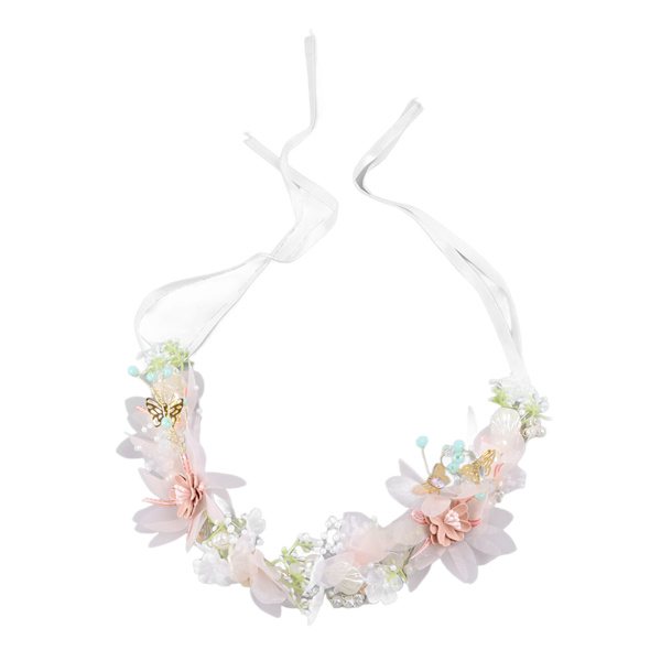 Bride Head Garland Handgjord utsökt huvudbonad Brudblommigt pannband för bröllopsfest