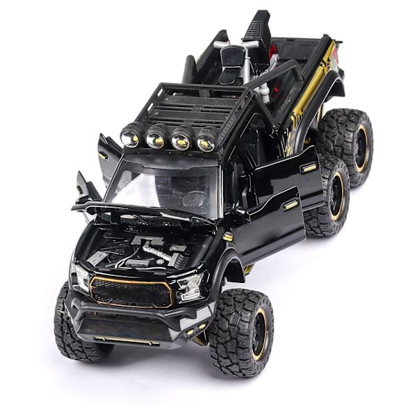1/28 F150 Bilmodell Legering Barn Bil Leke med Simulert Lyd og Lys Off Road for Barn Blankt Svart