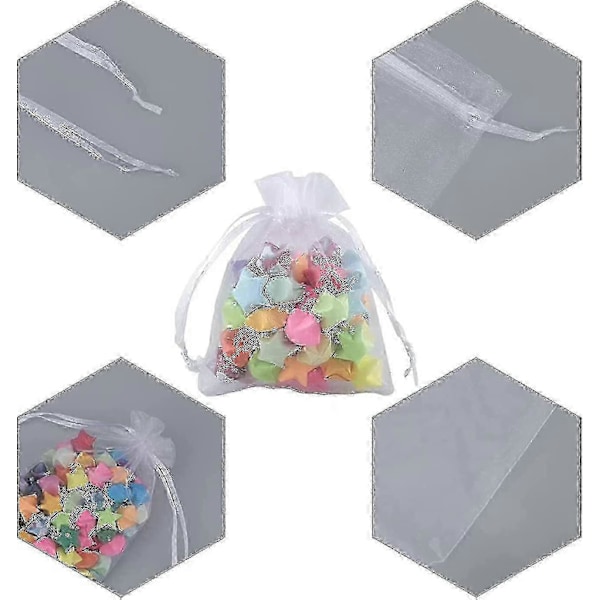Förpackning med 100 Vita Organzapåsar 7 X 9 Cm Organza Presentpåse Smyckespåse Bröllopspåsar Lavendelpåsar Bröllopsgåva