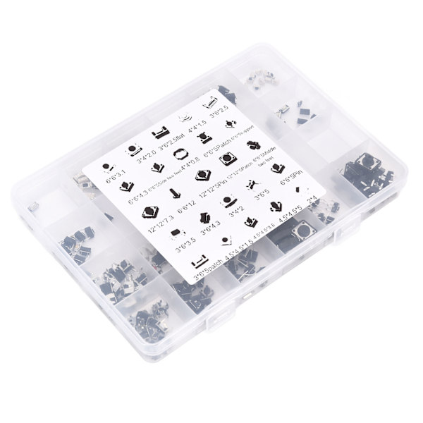 250 st Tact Push Switch Micro Kombination Kit 25 Värden Boxad Knappbrytare för TV Ljud Utrustning