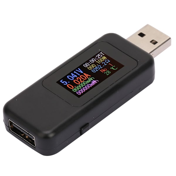 LCD Display USB Tester Oplader Detektor Digital Voltmeter Amperemeter Spændingsmåler DC4-30V (Sort)