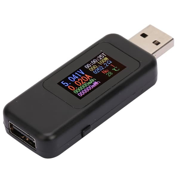LCD-skjerm USB-tester Laderdetektor Digital Voltmeter Amperemeter Spenningsmåler DC4-30V (Svart)