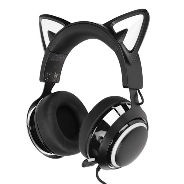 Peliheadset 8 väriä valotehosteet 3 äänitilaa 3,5 mm USB kissankorva PC-pelikuulokkeet musta