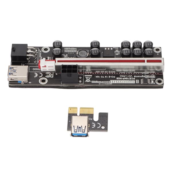 PCIE Riser 1x - 16x -sovitin 10 kondensaattorin Riser-sovitinkortti 0,6 m USB 3.0 -jatkojohdolla 6 PIN SATA -kaapeli GPU Riser
