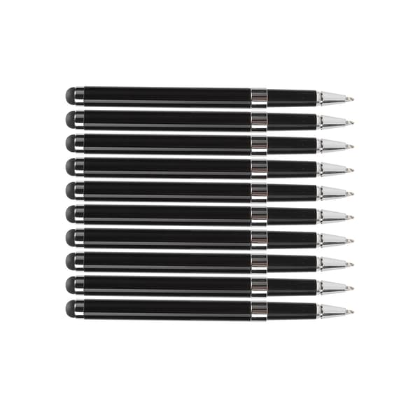 10 stk. Stylus 2-i-1 Kapacitiv Touchskærm Metal Kuglepenne Computertilbehør Sort