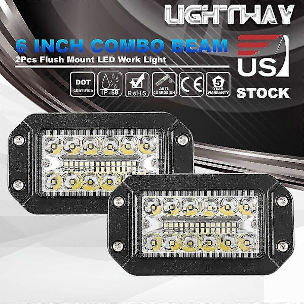 2 stk. 12V 6 tommer planmonteret arbejdslys 26 LED super kraftig spotlight bilforlygter-B15