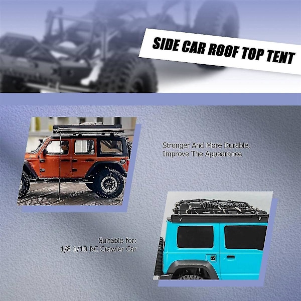 Sidobils Tak Tält Skugga Markis Regnskydd Solskydd Camping Tält kompatibelt 1/10 RC Crawler Bil AXIAL-B8