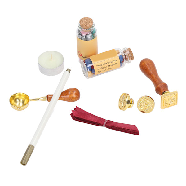 Voksforseglingssæt Retro Smukke Højglans Lyse Farver Tredimensionelt Stempel Mønster Forsegling Voks Stempel Kit