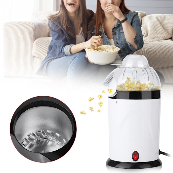 Husholdnings Mini Elektrisk Blæser Automatisk Popcorn Popper Popcorn Maker EU Stik 220-240V Hvid