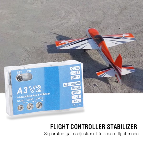 F50A 3-akset Gyro A3 V2 flyvekontrolstabiliseringssystem til RC fastvingefly