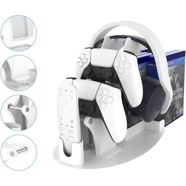 til PS5 Spilopbevaringsorganisator - Spildisk og Controller Opbevaring Øretelefonholder Universal Controller Holder Multifunktionel Holder