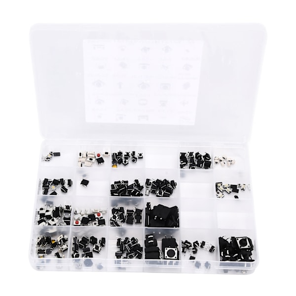 250 st Tact Push Switch Micro Kombination Kit 25 Värden Boxad Knappbrytare för TV Ljud Utrustning