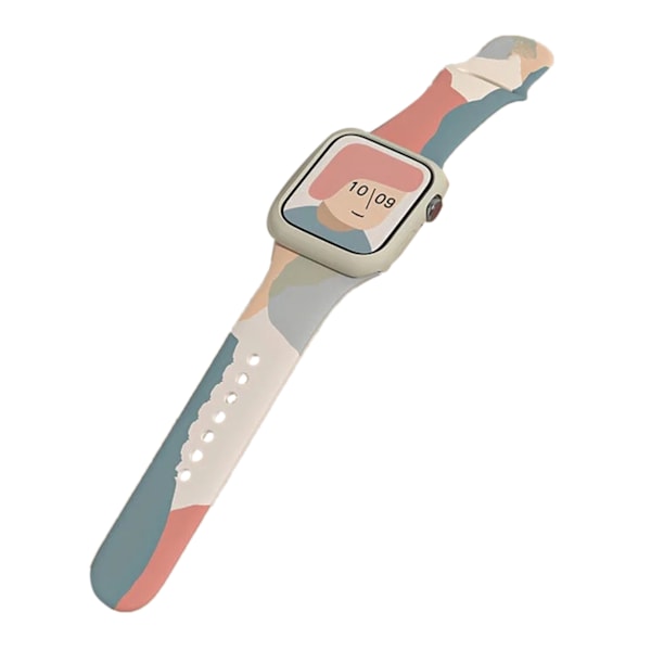 Silikonklokkebånd erstatning fargeutskrift Hurtigutløsing armbåndsurrem for IOS Watch 6 7 Grapefrukt Mørkebrun 42/44/45MM