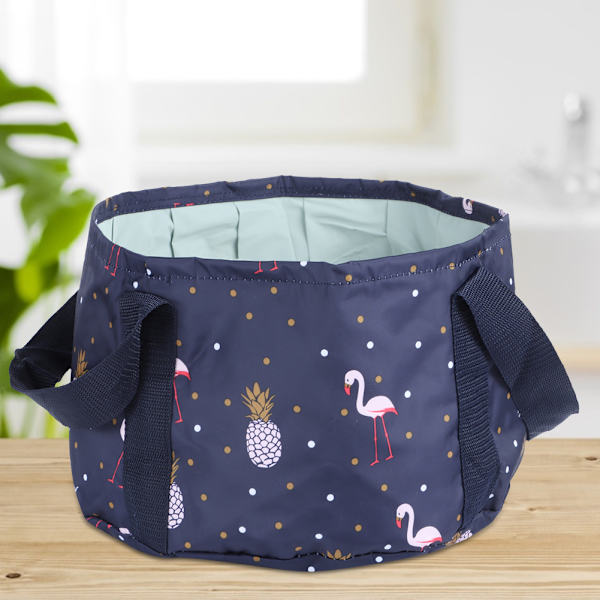 Bærbar multifunksjonell polyester sammenleggbar vannbøttebeholder for utendørs camping marineblå