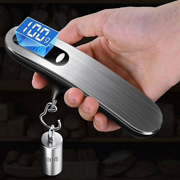 Bærbar digital koffertvekt med bakgrunnsbelyst LCD-skjerm - Reisevekt for kofferter opptil 110 lbs