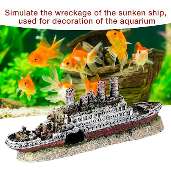 Natural Resin Aquarium Shipwreck DIY-dekoration för att gömma fisk