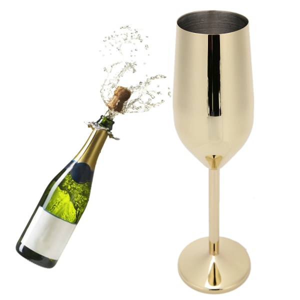 304 rustfrit stål vinbæger Champagneglas Drikkekopper 220ML til Bar Party BanketGyldent
