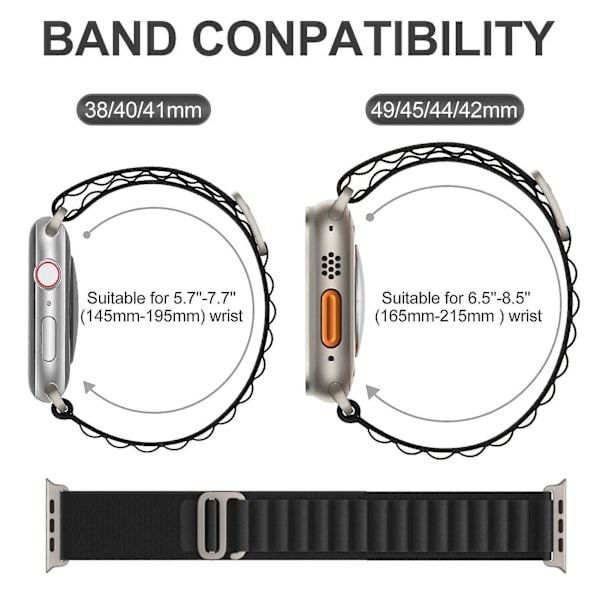 Alpine Loop Nylon Armband för Apple Watch Series 8/7/6/SE/3/5 42mm 44mm 45mm 49mm blå