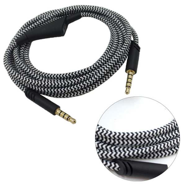 Hovedtelefonkabel med volumenkontrol Justerbart gaming headsetkabel med tuning gear til Astro A10 A40 A30 6,6 fod Sort hvid