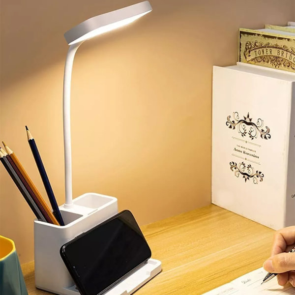 Barnläslampa 3 LED-lägen Stabil bas Flexibel svanhals USB-laddning Barnbordslampa för studenter Studie Arbete